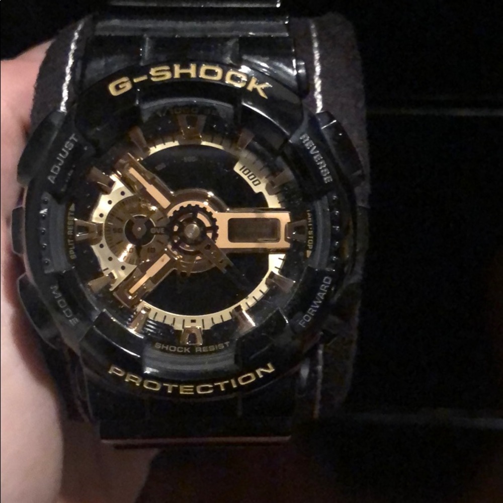 G shock watch. Black and gold